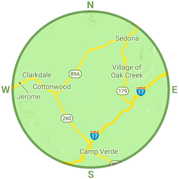 Round simple map of the Verde Valley and Sedona