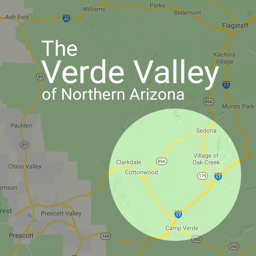 Verde Valley Map of Northern Arizona